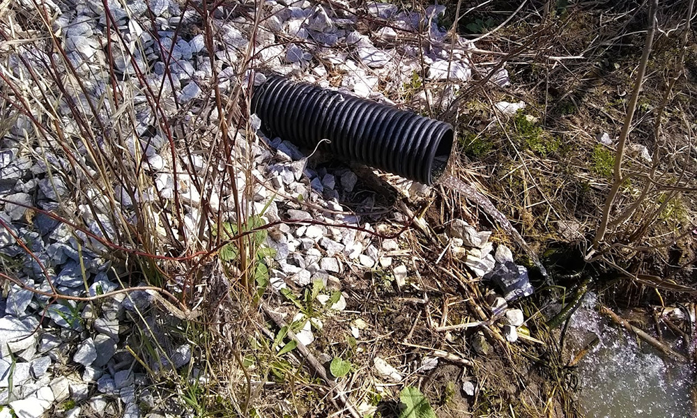 Tile-drainage outflow on a farm in Vermont