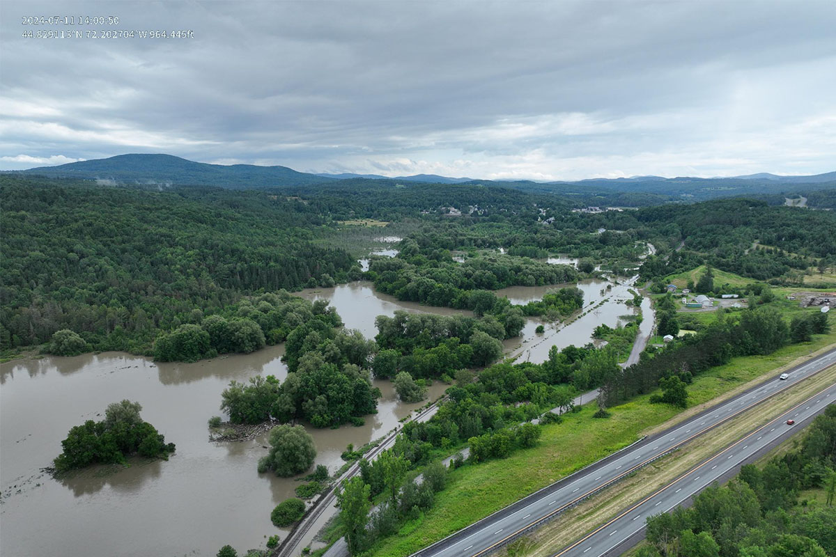 Flooding in Irasburg, Vermont. Photo by UVM Spatial Analysis Lab